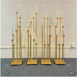Objets décoratifs Figurines 4510pcs 8 têtes candélabres en métal bougeoirs route plomb table pièce maîtresse or candélabre support pilier 231010