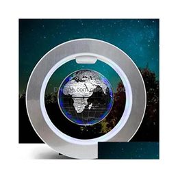 Objets décoratifs Figurines 4 pouces rond LED Globe magnétique flottant géographie lévitation rotative lampe de nuit carte du monde école hors Dhzy6