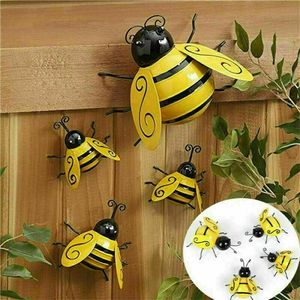 Decoratieve objecten Figurines 4PCSSet Decoratieve metalen kunst Bumble Bee Backyard Garden Accent Wall Ornament 230515