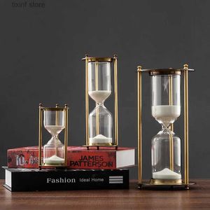 Decoratieve objecten beeldjes 5/10/15 minuten ic Zandloper Scandinavisch Retro Glas Zand Klok Timer Metaal Vintage Luxe Ornament Kamerdecoratie Creatief cadeau T240219