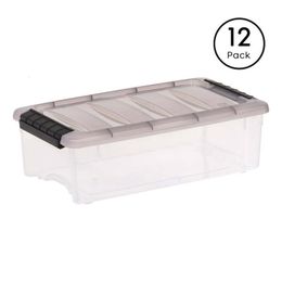 Decoratieve objecten beeldjes 5 Quart Stack Pull Doorzichtige plastic opbergdoos met gespen Grijs Set van 12 Pianomuziekdoos Aangepaste muziekdoos muziek 230911