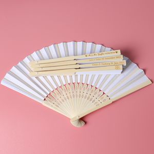 Objetos decorativos Figuritas 5030 PCS personalizar ventilador de papel plegable pintado a mano suministros de boda de fiesta portátil ventilador de baile de mano regalo decoración china 230217