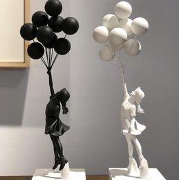 Objets Déco Figurines 58cm Banksy Healing Sculpture Ballons Volants Fille 230731