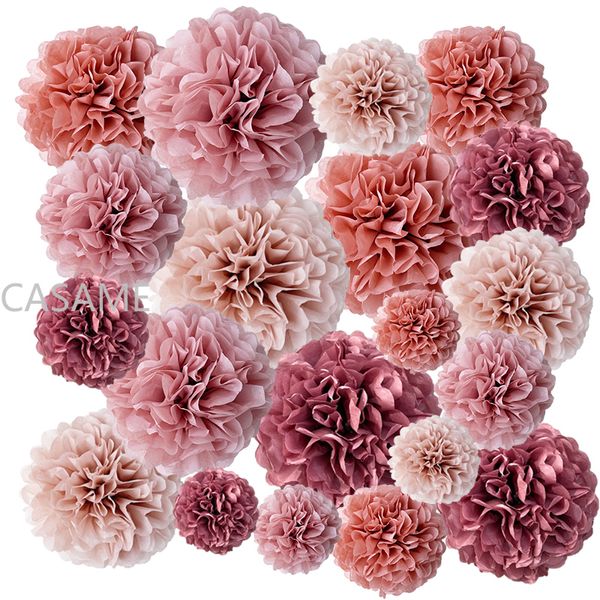 Objets décoratifs Figurines 5 pièces pompons en papier de mariage Pom Poms boules de fleurs fête décor à la maison tissu anniversaire noël bricolage décoration 25 cm Dia 230829