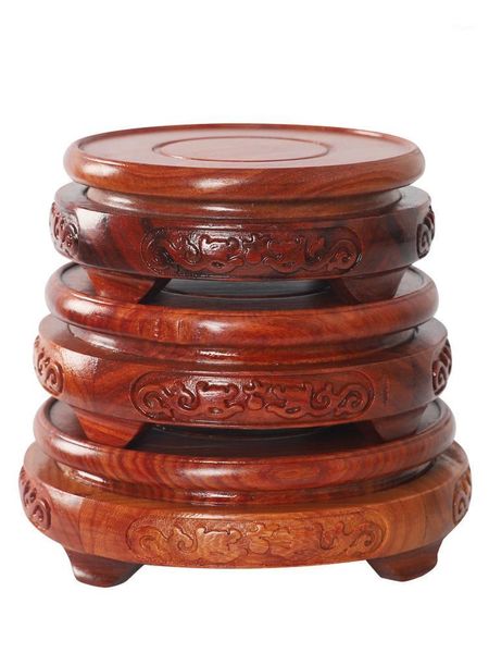 Objetos decorativos Figuras 6.5-11.5cm Diámetro Sándalo rojo Florero de dragón doble Piedra tallada Buda Maceta de incienso Talla de madera Té