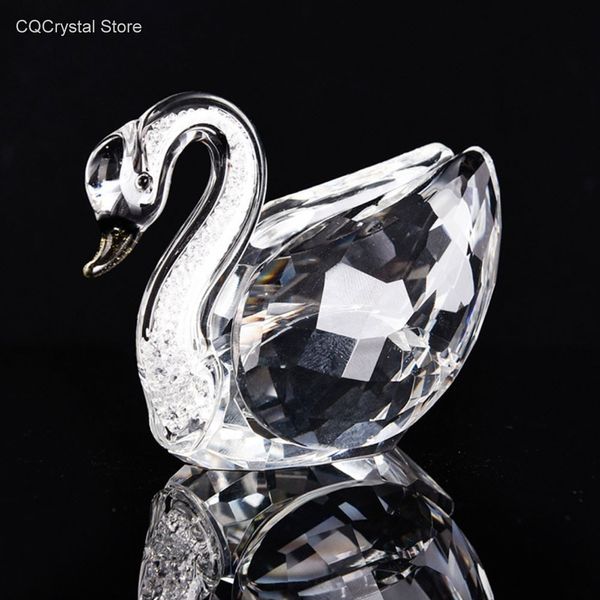 Objets décoratifs figurines 6 couleurs mignonnes Swan Crystal Glass Collection Diamond Swan Animal Paper Paper Craft Decor Home décor Kids Gifts 230210