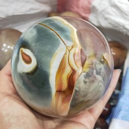 Decoratieve objecten Figurines 600 g/1000 g/1500 g Crystal Ball Natural Ocean Jasper Quartz Sphere Orb Gem Stone HealingDecorative