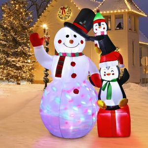 Decoratieve objecten beeldjes 1,80 meter Kerst schattige opblaasbare sneeuwpop opblaastuindecoraties met kleurrijke roterende LED-verlichting voor decoratie 231115
