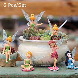 Decoratieve objecten Figurines 6pcs Bloem Fairy Pixie Fly Wing Familie Miniatuur kunstmatige tuin ornament Home Decor Decoration Craft Decorations for 230428