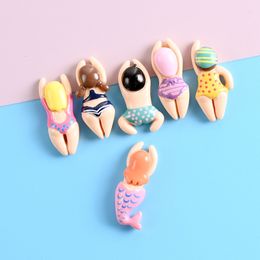 Decoratieve objecten Figurines 6pcs Resin Simulatie Cartoon Lovely Swim Mini People mobiele telefoon Shell Accessoires Haar Kawaii Oorringen DIY 230522