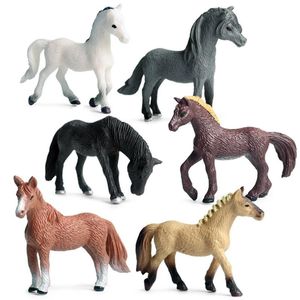 Decoratieve objecten Figurines 6pcs/Set Simulatie Wild Animal Mini Horse Life Model Tuinaccessoires Kawaii Home DecordeCorative