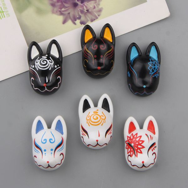 Objets décoratifs Figurines 6PcsSet Japonais Bénédiction Masque Réfrigérateur Aimant 3d Aimants pour La Décoration Intérieure Autocollant Enfants Cadeau 230511