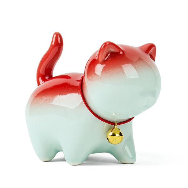 Objets décoratifs Figurines 7/10 cm chat en céramique petit thé animal de compagnie voiture ornements intérieurs accessoires de décoration en porcelaine figurines d'animaux sculpture miniature 230925