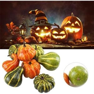 Objets décoratifs Figurines 812PCSset Citrouilles Halloween Simulation Citrouilles Modèles de citrouille en mousse artificielle pour Halloween Citrouille jaune vert 220908