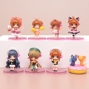 Decoratieve Objecten Beeldjes 8 Stuks Card Captor Q Versie Pop Figuur Model Anime Figuren Pvc Speelgoed Cartoon Cake Modellen ornamenten Geschenken 230621