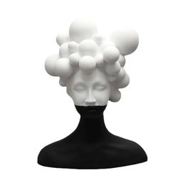 Objets décoratifs Figurines Figure abstraite Sculpture résine artisanat ornements noir et blanc mosaïque femme Figurine tête humaine Statue décoration de la maison 231114