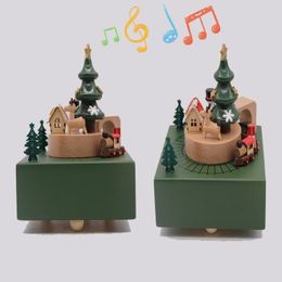 Decoratieve objecten Beeldjes Schattige speeldozen Houten muziekdoos Houtknutselen Retro kerstcadeaus Woondecoratie Accessoires Treinspeelgoed 221108