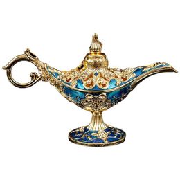 Decoratieve objecten Beeldjes Aladdin Lamp Vintage Legend Light Arabische Lampen Metaal Gebogen Vintage ing Light Wierookhouder 230809