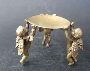 Decoratieve objecten Figurines Ancient China Old Bronze Handmade 3 Angel Legs Statue Oil Lamp Candlestick 221129