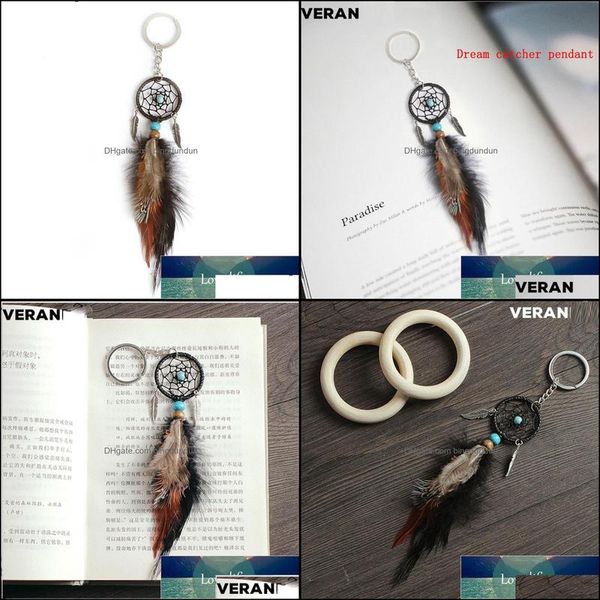 Objets décoratifs Figurines Ancient Sier Leaf Manual Dream Catcher Key Chain Pendentif Small Commodity Creative Gift Drop Delivery Otkmi