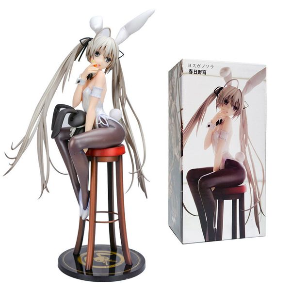 Objetos decorativos Figuras Anime Papel Kasugano Sora Figura Conejo Chica Seda negra Modelo sexy Juguete de regalo 17 CM Muñeca de acción Presionando fideos instantáneos 230621