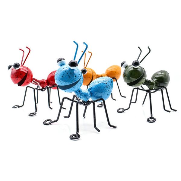 Objetos decorativos Figuritas Ant Decor Craft Patio Metal Wall Art Yard Lawn Esculturas Desktop Home Ornament Outdoor Garden Cute Insect Hanging 230625