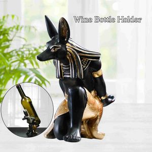 Decoratieve Objecten Beeldjes Anubis Standbeeld Wijnfles Houder Rek Wijnrek/Rek/Staande Champagne Wijnrek Thuis Bar Decoratie Display Ambachten L230724