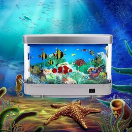 Decoratieve objecten beeldjes Kunstmatig tropisch aquarium Nachtlampje Virtuele oceaan Dynamische LED-tafellamp Thuis Kamerdecoratie Kinderen Kerstcadeaus 231017
