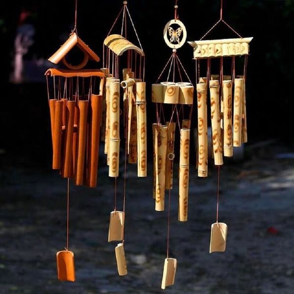 Objets décoratifs Figurines Bambou Carillons Éoliens Pendentif Balcon Décor À La Maison Antique Windbell À La Main Windchime Suspendus Artisanat 230508