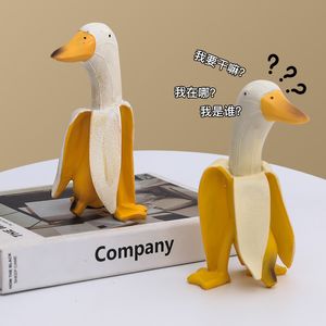 Decoratieve objecten Figurines Banaan Duck Cute Funny Toy Figurine Object Fun Birthday Gift Desktop Ornamenten Woonkamer Slaapkamer Huisdecoratie Art Crafts 230504