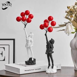 Objets décoratifs Figurines Banksy Street Art Ballon Girl Graffiti Statue Collectible Sculpture Figurines Home Office Bureau décorations de bureau T2405