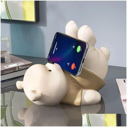 Objetos decorativos Figuras Tablero de teléfonos móviles Bear Tablet para el iPad Decoración Estudio de la oficina de la oficina Adornos de escritorio Cumpleaños Dhmuq