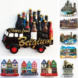Objets de décoration Figurines Belgique Gand Landmark Building Aimants pour réfrigérateur Souvenir de tourisme Autocollants peints Collection Décoration 230412