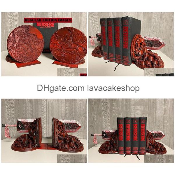 Objets décoratifs Figurines Serre-livres Berserk Furious Dragon Slayer Ornement en résine Étagère de bureau Porte-livres Décoration de la maison Dhhzh