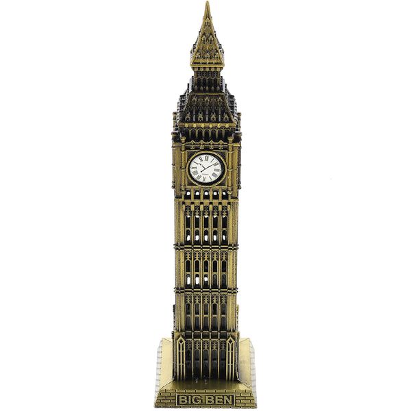 Oggetti decorativi Figurine Big Ben Edificio Modello Statua architettonica Londra Statue in metallo Sculture Scultura in lega Bronzo Torre dell'orologio Punti di riferimento 230210