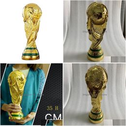 Dekorative Objekte Figuren Große Größe Goldene Farbe Fußball Champion Souvenir Maskottchen 35 cm Höhe Spielzeug 210318 Drop Lieferung Home Gar Dhvl7
