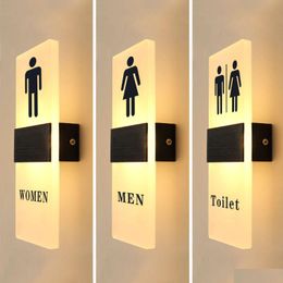 Objets décoratifs Figurines BilEeda LED Woilet Door Sign For Restrooms Washrople Salle Bathroom Display 29x11cm acrylique personnalisé DHS9k