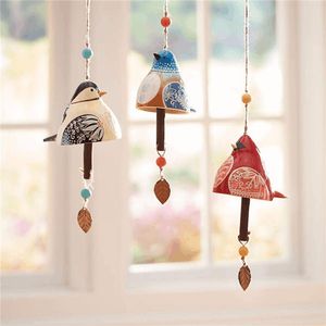 Objets décoratifs Figurines Oiseau Cloche Carillons éoliens Peint à la main Décor de jardin extérieur Carillon Porte Tentures Décoration exquise Pendentif Déco