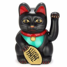 Objets décoratifs Figurines Noir 5 pouces / 12,5 cm Feng Shui Beckoning Cat Richesse Fortune Chanceux Agitant Kitty Décor Cinq Couleurs Boutique Décoration Chats Bon 220906