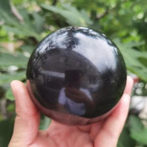 Decoratieve objecten Beeldjes Zwart Tourmaline Power Aura Healing Sphere Reiki Decor