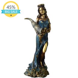 Decoratieve objecten Figurines geblinddoekte Fortuna -standbeeld - Oude Griekse Romeinse godin van Fortune en Luck Sculpture in Premium Cold Cast Bronze 220928