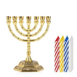 Objets décoratifs Figurines brtagg menorah 7 branche je chandelle 12 tribus d'Israël Jérusalem au chandelier du temple 230703 Drop dhtmq