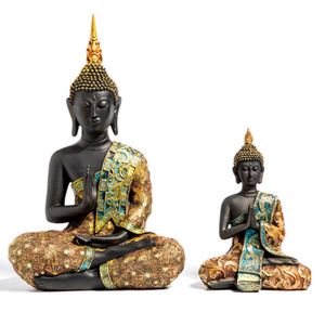 Decoratieve objecten Figurines Boeddha -standbeeld Large Thailand Buda Sculpture Green Resin Hand Made Boeddhisme Hindoe Fengshui Figurine Meditation Home Decor 230815