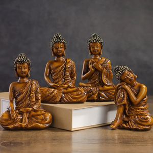 Objets décoratifs Figurines Statue de Bouddha Ornements sculptés Résine Salon Bureau Couloir Décoration de Thé Artisanat de Caractère Créatif 230928