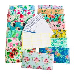 Objets décoratifs Figurines Budget Cash Enveloppes en plastique Pack de 15 Pcs PVC Floral Fresh Snap Emballage pour économiser de l'argent 230204