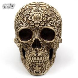 Decoratieve objecten Figurines Buf Modern Resin Standbeeld Retro Skull Decor Home Decoratie Ornamenten Creatieve kunst Snijden Skull Mod 230210