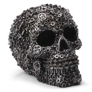 Decoratieve objecten Figurines Buf Resin schroefwiel Gear Mechanische stijl Skull Crafts ornament Home Decor Standbeeld Halloween Decoratie Sculptuur 230508