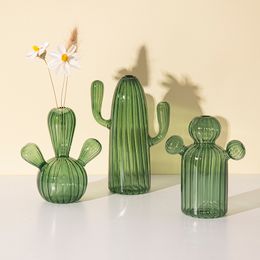 Objets décoratifs Figurines Vase en verre cactus pour décoration de bureau