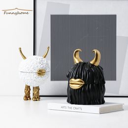 Decoratieve objecten Figurines Cahaya DeKorasi Rumah Mewah Menyenangkan Bentuk Monster Pot Kunci Baru Aneh Lembut 230517