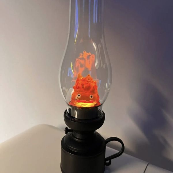 Objets décoratifs Figurines Casifer Veilleuse Vintage Dessin animé Anime Lampe sans flamme Bougie au kérosène avec table à boutons pour chambre 230729